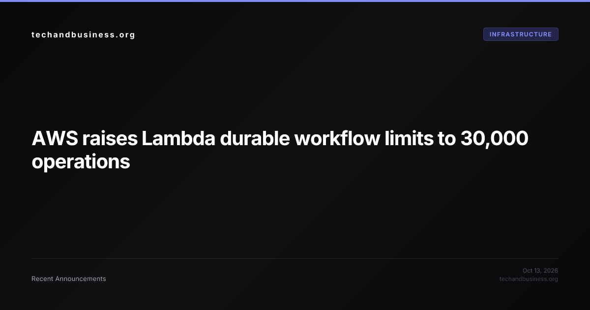 AWS raises Lambda durable workflow limits to 30,000 operations ...
